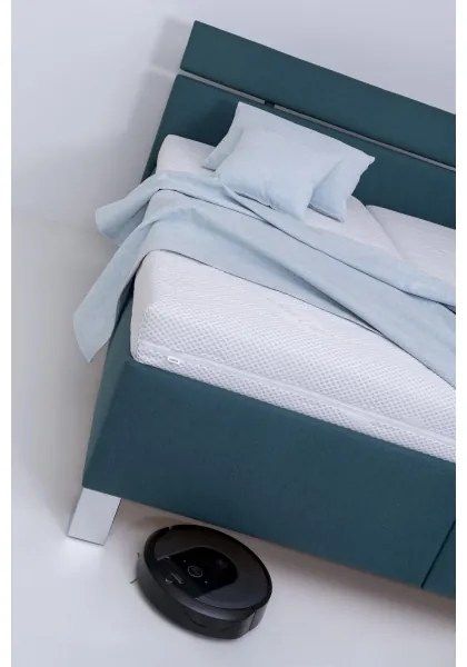 Čalúnená posteľ s matracom a úložným priestorom ALIS 180x200 cm petrolejová