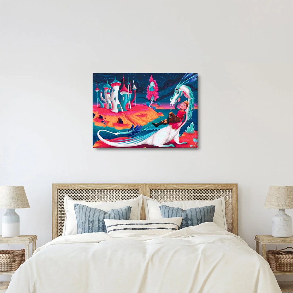 Obraz - Princ a dračia princezná (70x50 cm)