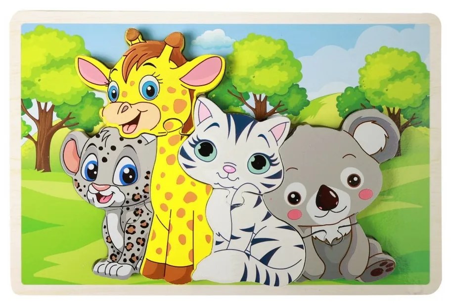 Rappa Drevené puzzle zvieratká, 8 dielikov