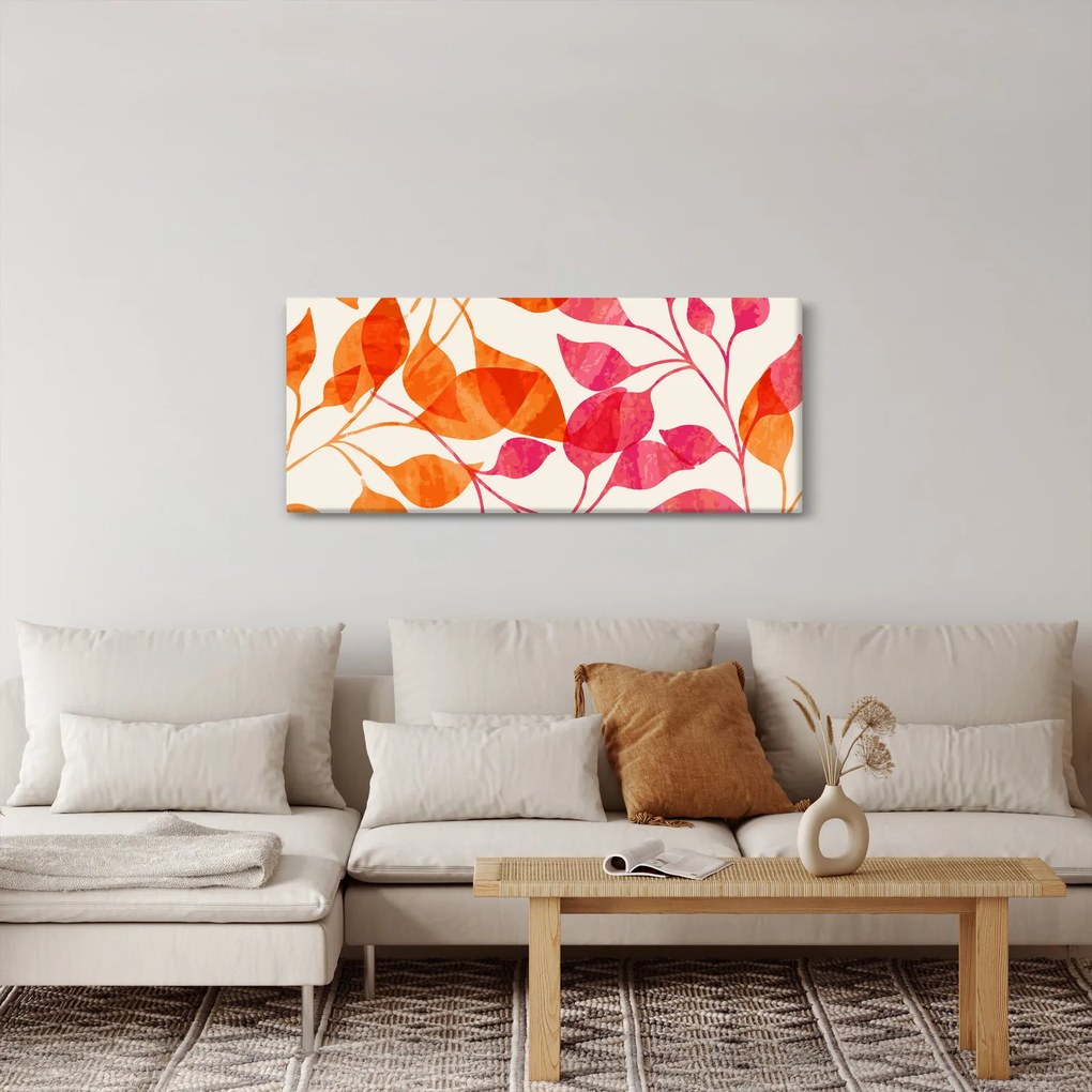 Obraz - Oranžové lístie (120x50 cm)