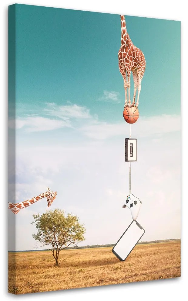 Gario Obraz na plátne Žirafa, lopta a elektronika - Bryantama Art Rozmery: 40 x 60 cm