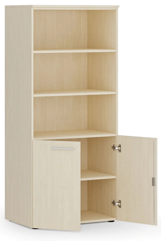 Kombinovaná kancelárska skriňa PRIMO WOOD, nízke dvere, 800 x 500 x 1781 mm, breza