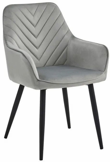 Jedálenská stolička NANA zamatová, strieborná / sivá (čierne nohy)