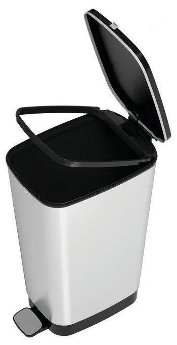 Pedálový plastový odpadkový kôš v striebornej farbe 45 l Chic Bin – KIS