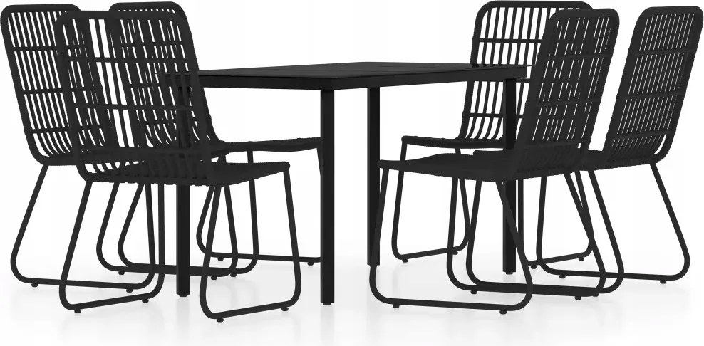 vidaXL 7-dielna sada záhradného nábytku, čierna