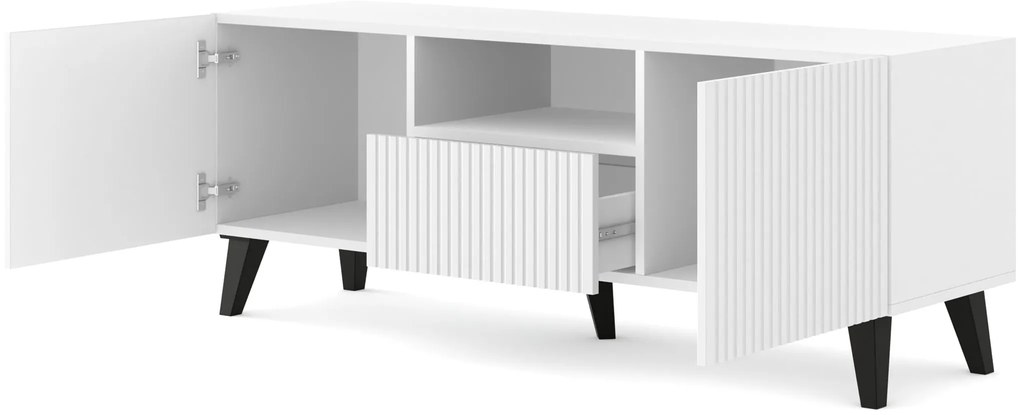 TV skrinka/stolík HG 150 2D1S Rowanna (biela + čierna). Akcia -20%. Vlastná spoľahlivá doprava až k Vám domov. 1125107