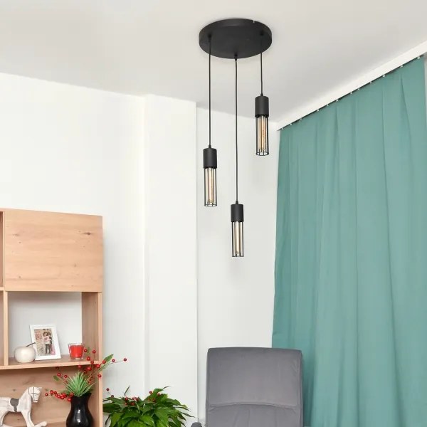 Luster na lanku MELODY 3xE27/15W/230V čierna