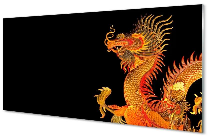 Sklenený obraz Japonský zlatý drak 140x70 cm