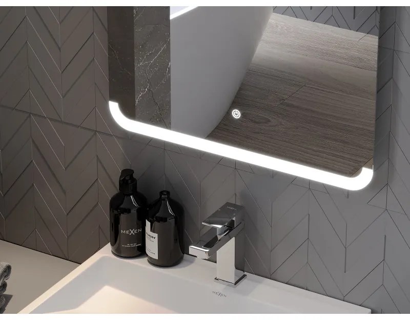 Mexen Nida, LED kúpeľňové zrkadlo s podsvietením 60x80 cm, 6000K, ochrana proti zahmlievaniu, 9806-060-080-611-00
