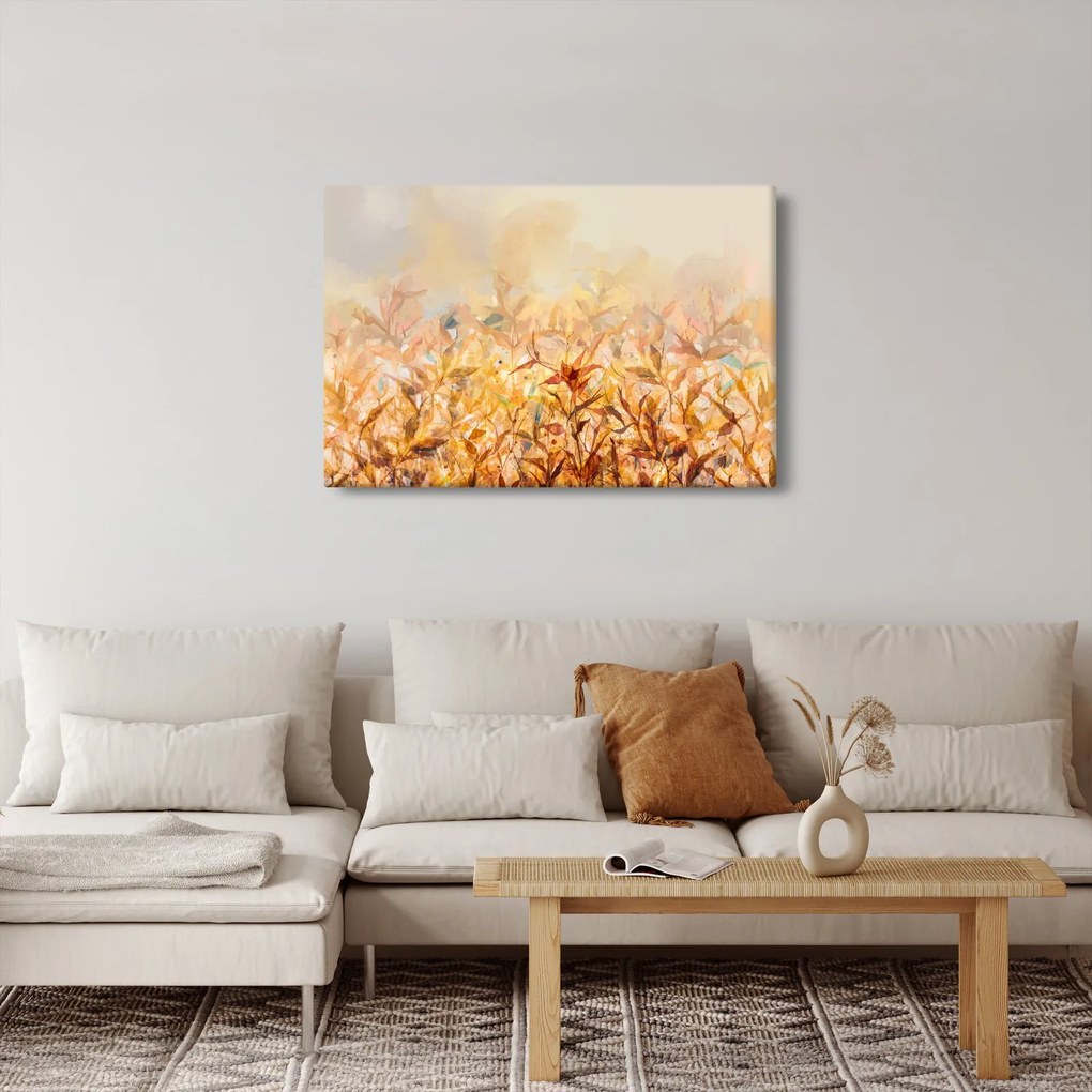 Obraz - Listy vo farbách jesene, olejomaľba (90x60 cm)