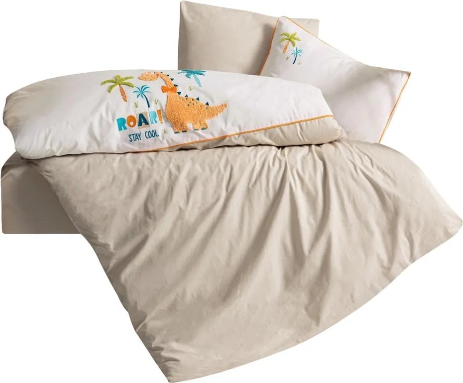 Béžové bavlnené detské obliečky do postieľky s plachtou/4-dielne 100x150 cm Kiddo – Mijolnir