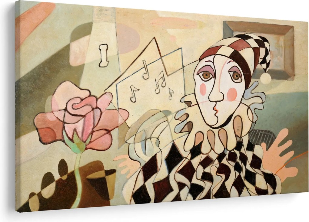 Obraz - Kubizmus - harlequin and rose (90x60 cm)