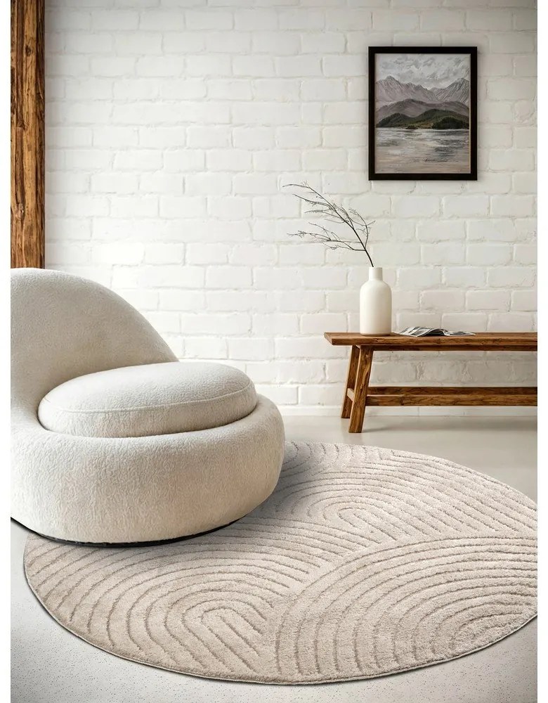 Béžový okrúhly koberec ø 160 cm Panglao New York Taupe – Elle Decoration