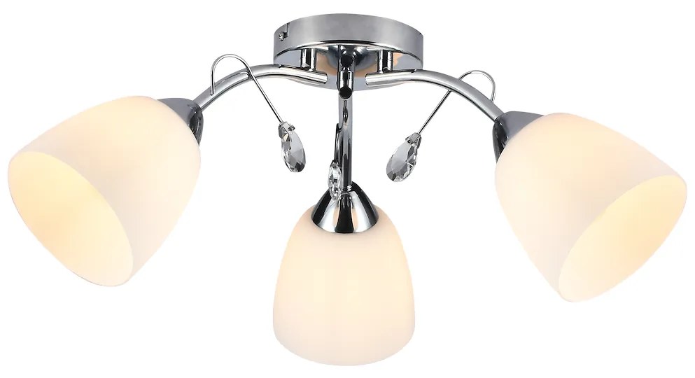 Stropné svietidlo Pireus, 3x biele sklenené tienidlo, ch