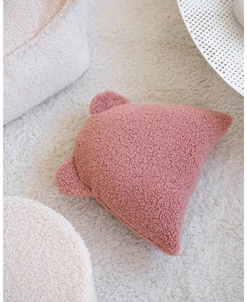 Ružový detský pohovkový vankúš z textílie buklé Bear – Wigiwama