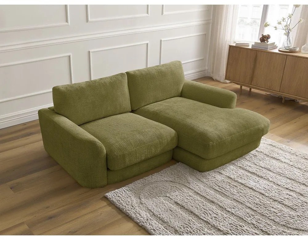 Khaki ženilková rohová pohovka (pravý roh/s leňoškou) Leonore – Bobochic Paris