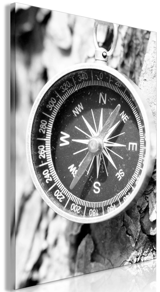 Artgeist Obraz - Black and White Compass (1 Part) Vertical Veľkosť: 40x60, Verzia: Standard