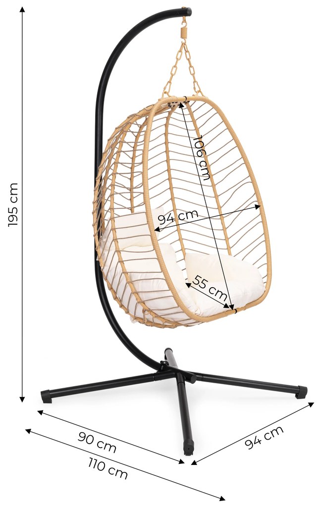 MultiGarden Závesné záhradné hojdacie kreslo Cocoon do 120 kg + vankúše MultiGarden