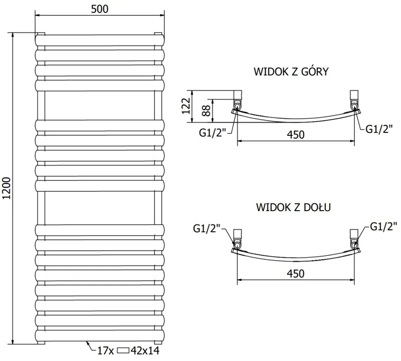 Mexen Bachus vykurovacie teleso 1200 x 500 mm, 619 W, biela, W109-1200-500-00-20