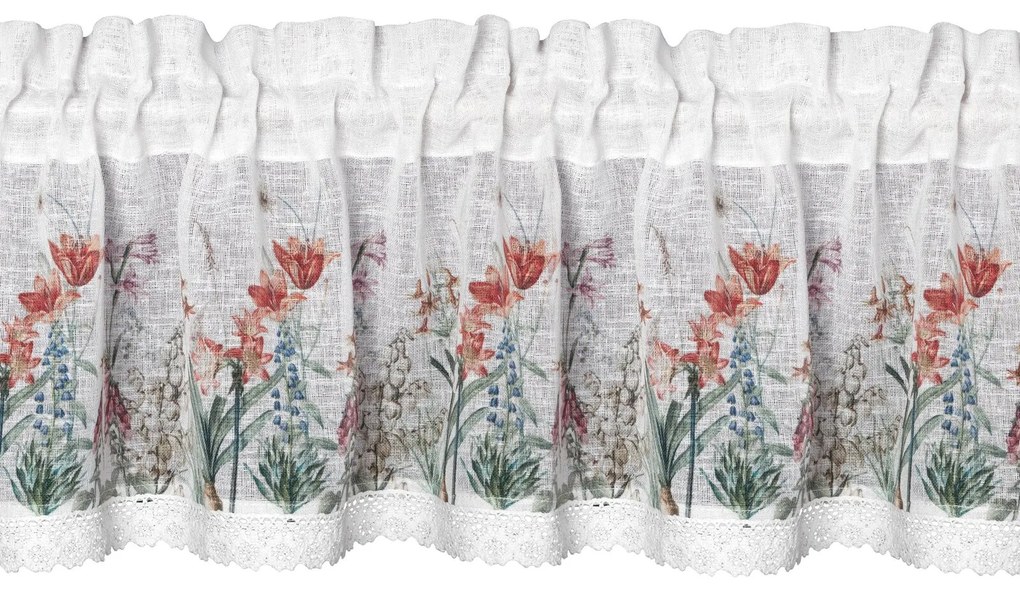 KRÁTKA ZÁCLONA NA PÁSKE NEMEZJA 150X30 CM KVETY