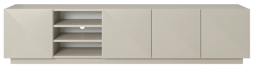 TV skrinka Asha 200 cm s ryhovaným frontom a výklenkom - kašmír