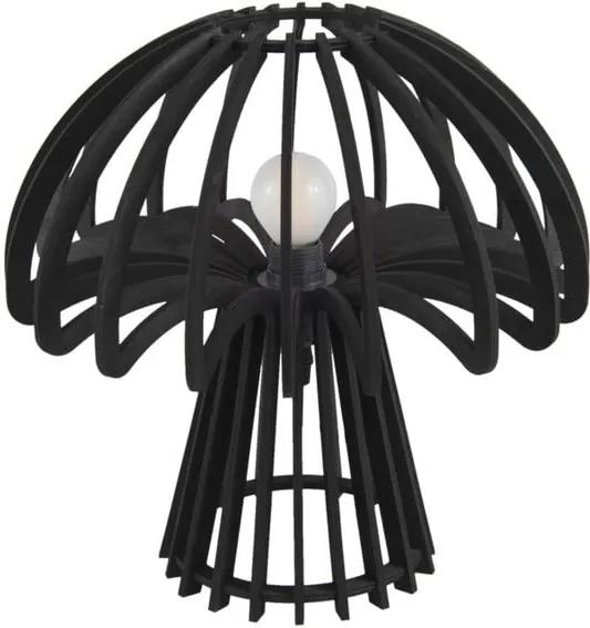 Čierna skladacia drevená stolová lampa Leitmotiv Traditional Mushroom