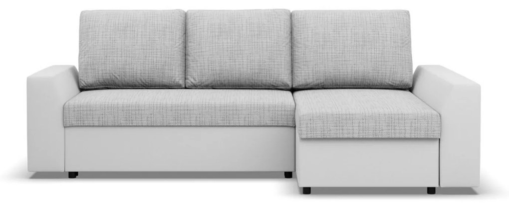 Rohová rozkladacia sedacia súprava PAUL látka v kombinácii s eko-kožou Pravá Sivá/biela