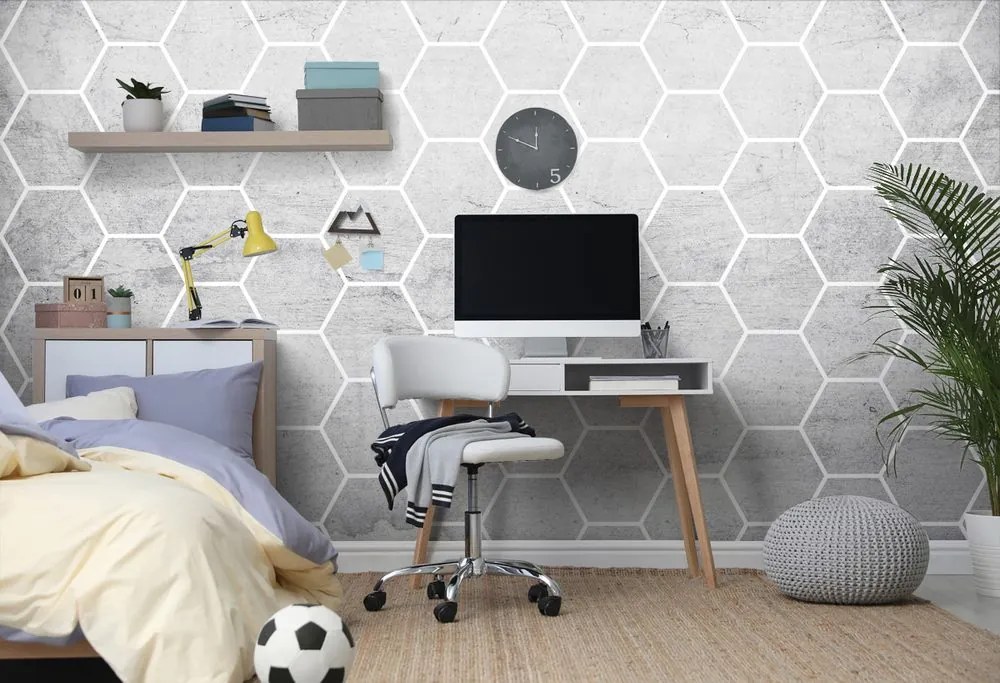 Samolepiaca tapeta šedý hexagón vzor