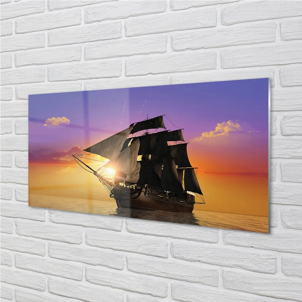 Obraz plexi Farebné neba ship sea 125x50 cm