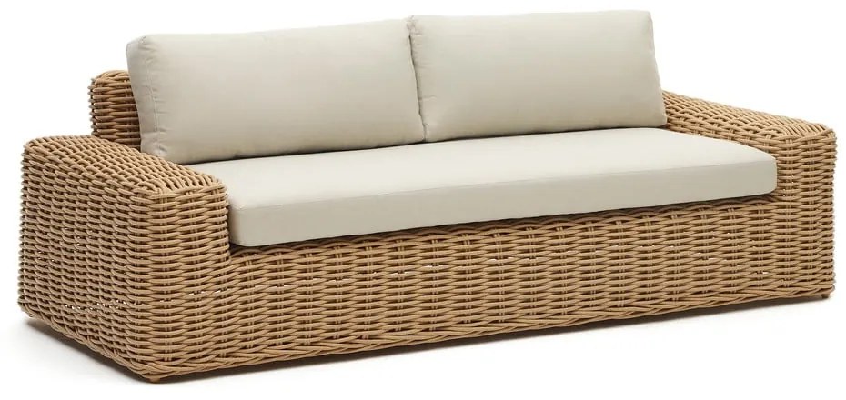 Krémová záhradná pohovka z umelého ratanu Portlligat - Kave Home