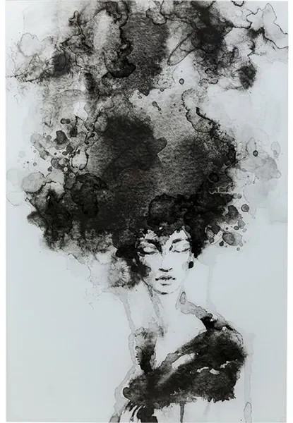 Smokey Hair sklenený obraz čierna/biela 100x150 cm