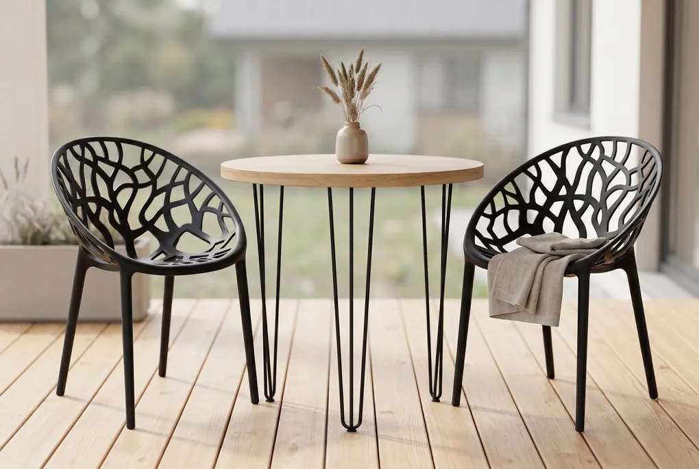 Vintino LIVORNO okrúhly rozkladací jedálenský stôl 80 cm dub artisan/čierna