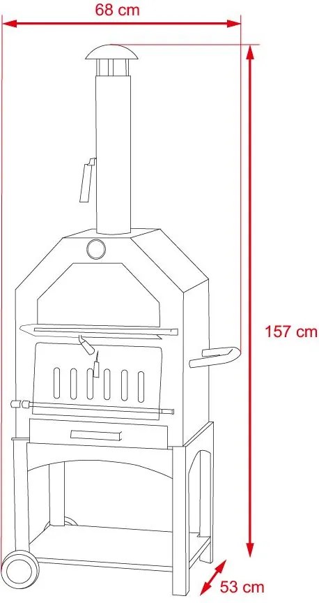 Multifunkčný záhradný gril, udiareň, pizza pec ITALIA