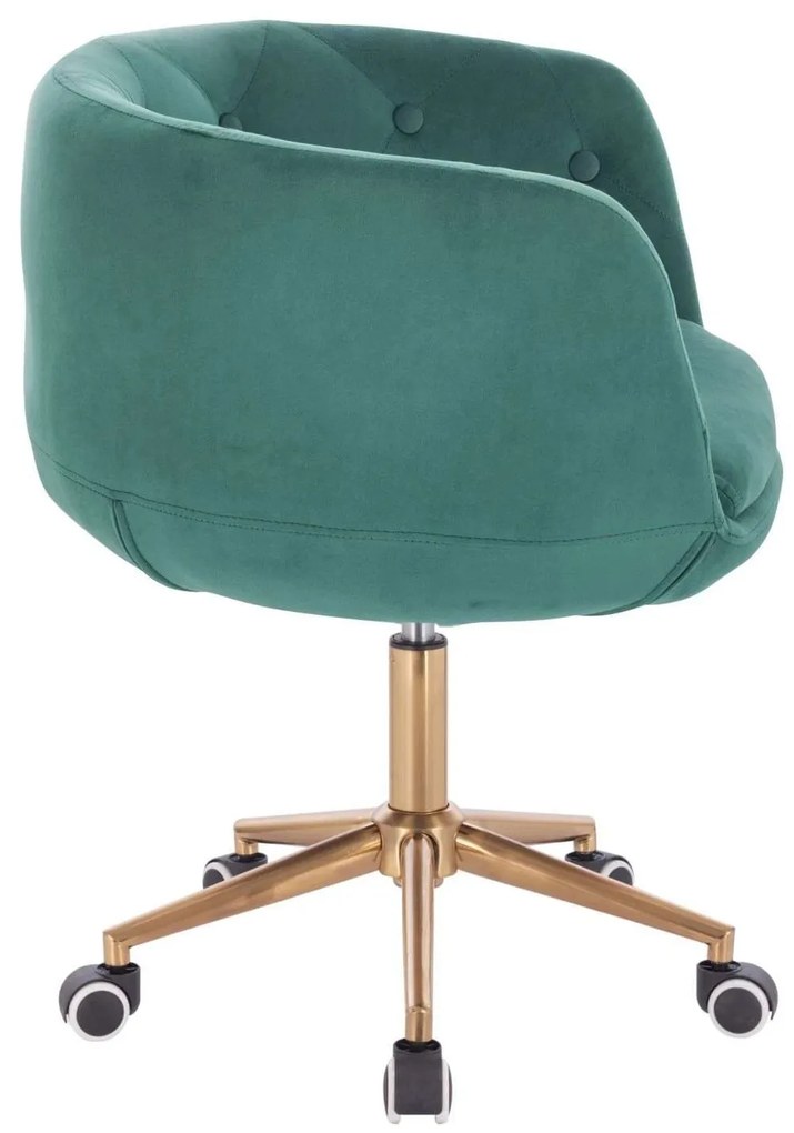 LuxuryForm DESIGN Kreslo MONTANA VELUR na zlatej podstave s kolieskami - zelené