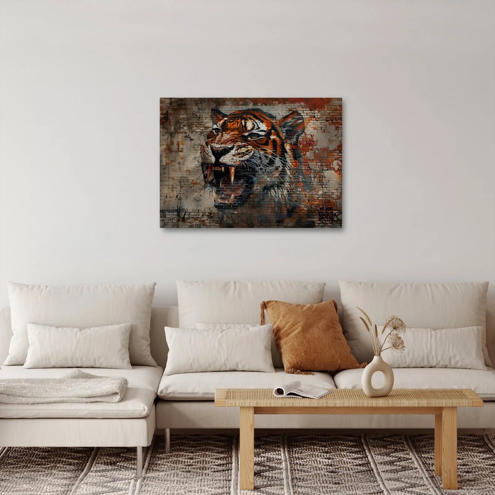 Obraz - Tiger z tehál (70x50 cm)