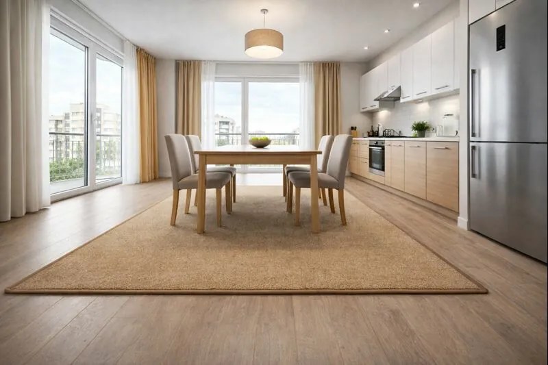 Vopi, Kusový koberec Eton béžový 70, 250x350, béžová, kuchyňa