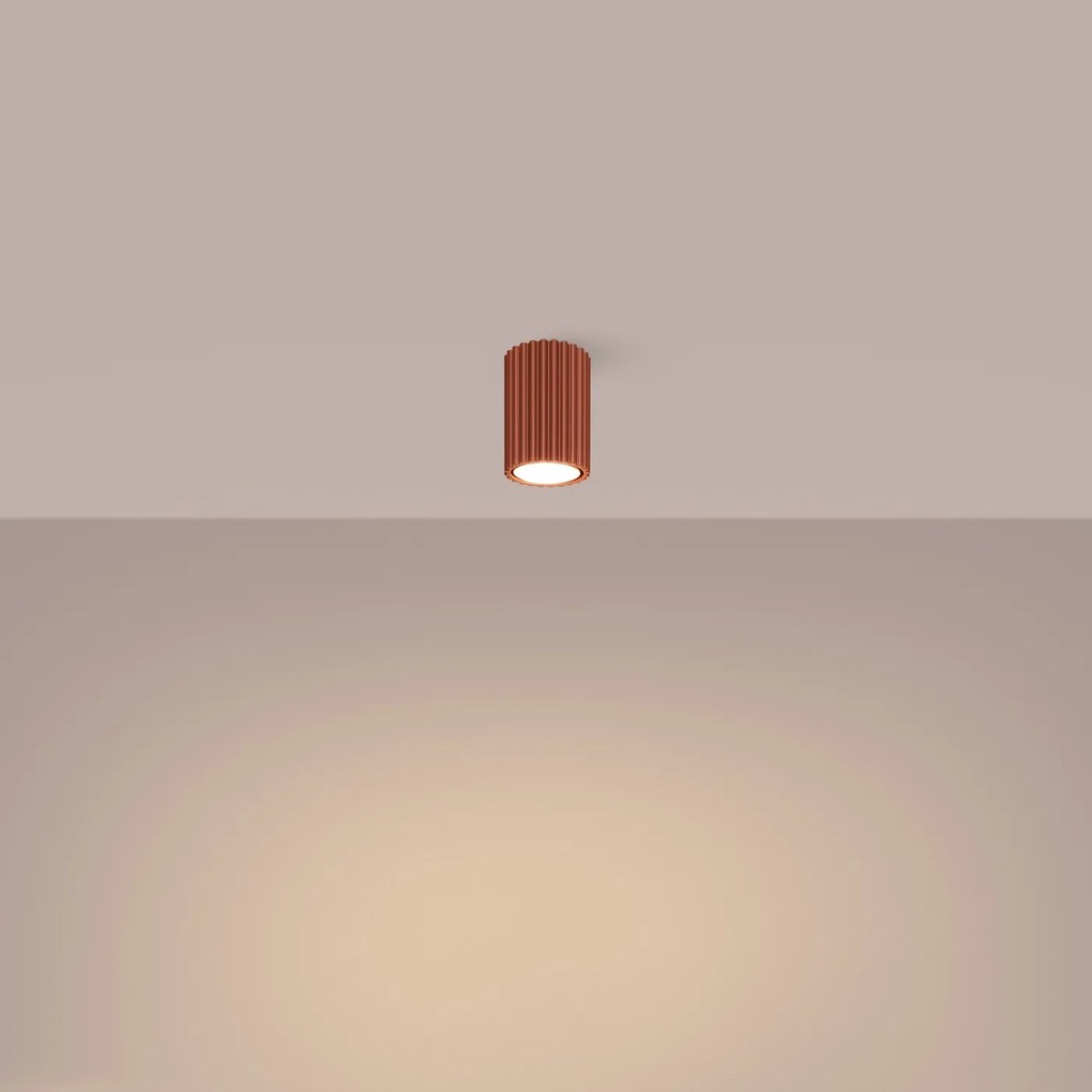 Stropné svietidlo Karbon, 1x okrovo červené kovové tienidlo, (10 cm)