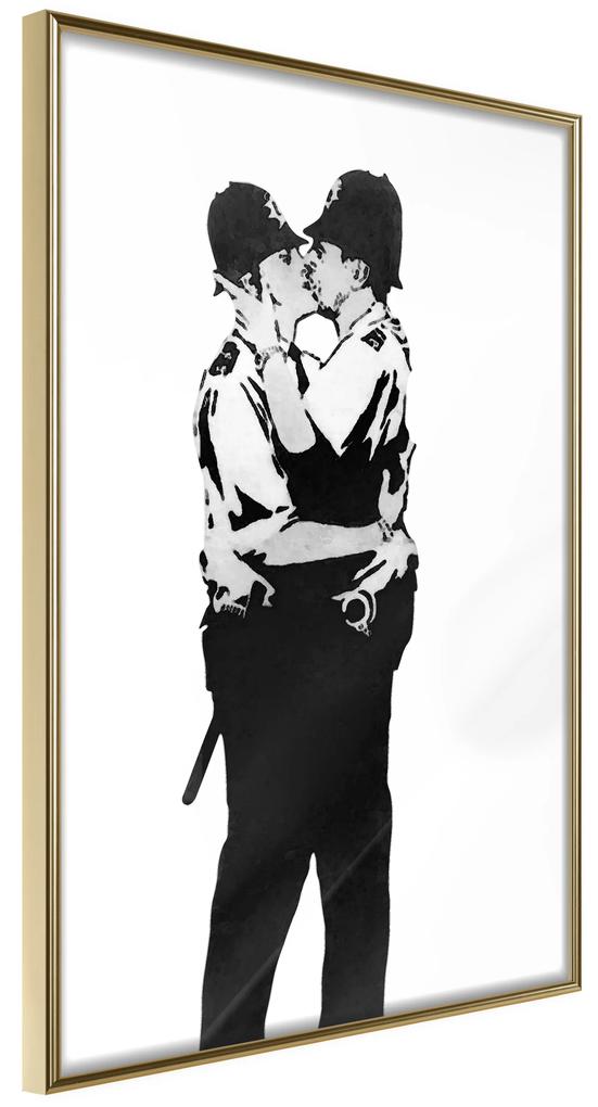 Artgeist Plagát - Kissing Coppers [Poster] Veľkosť: 20x30, Verzia: Čierny rám s passe-partout