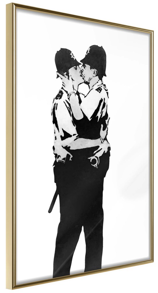 Artgeist Plagát - Kissing Coppers [Poster] Veľkosť: 30x45, Verzia: Čierny rám s passe-partout