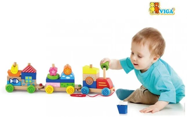 Ťaháčik Viga 50089 farebný vláčik