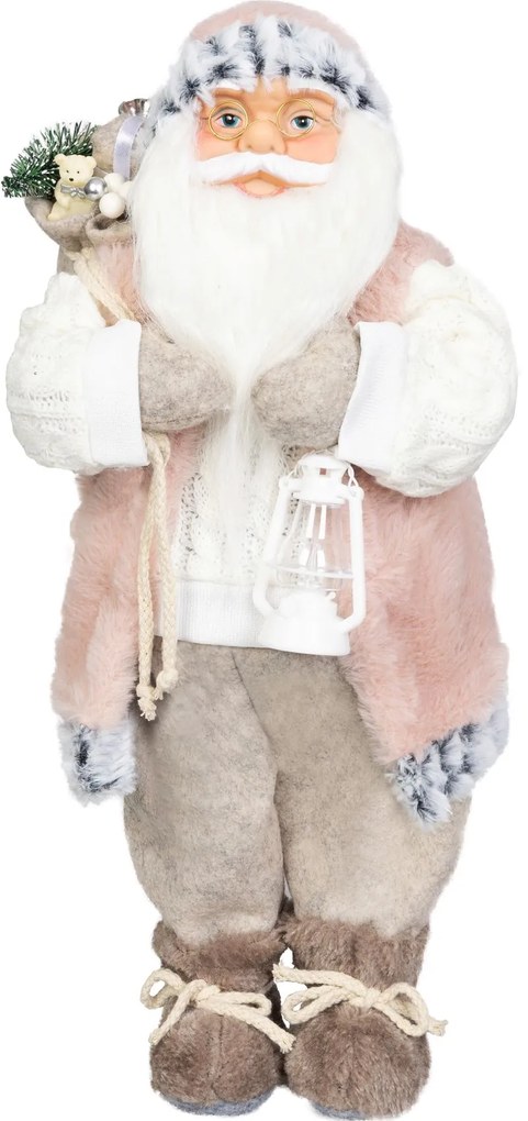 Dekorácia MagicHome Vianoce, Santa, s darčekom, ružovo-hnedý, 46 cm (46)