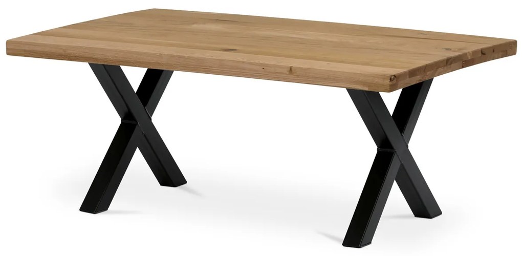 Autronic - Stůl konferenční 110x70x45cm, masiv dub, rovná hrana, kovová noha "X" 5x5 cm - KS-F110X DUB AKCE