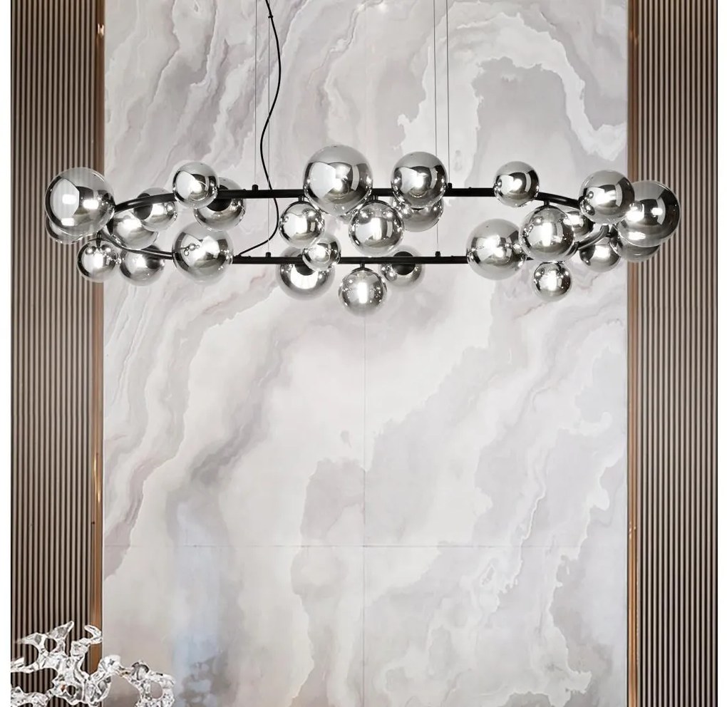 Ideal Lux - LED Luster na lanku PERLAGE 30xG9/3W/230V 143 cm čierna/dymová