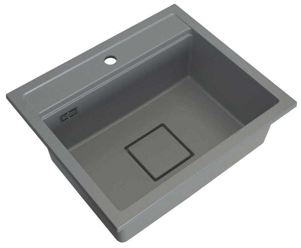 Gamma Quadro 5850, 1-komorový granitový drez 580x495x220 mm, šedá, GMA-ZLE000233
