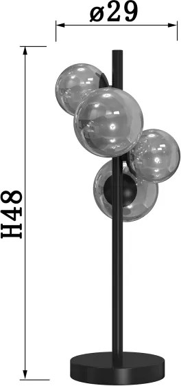 ONLI - Stolná lampa PALOMA 4xG9/10W/230V 48 cm čierna/dymová