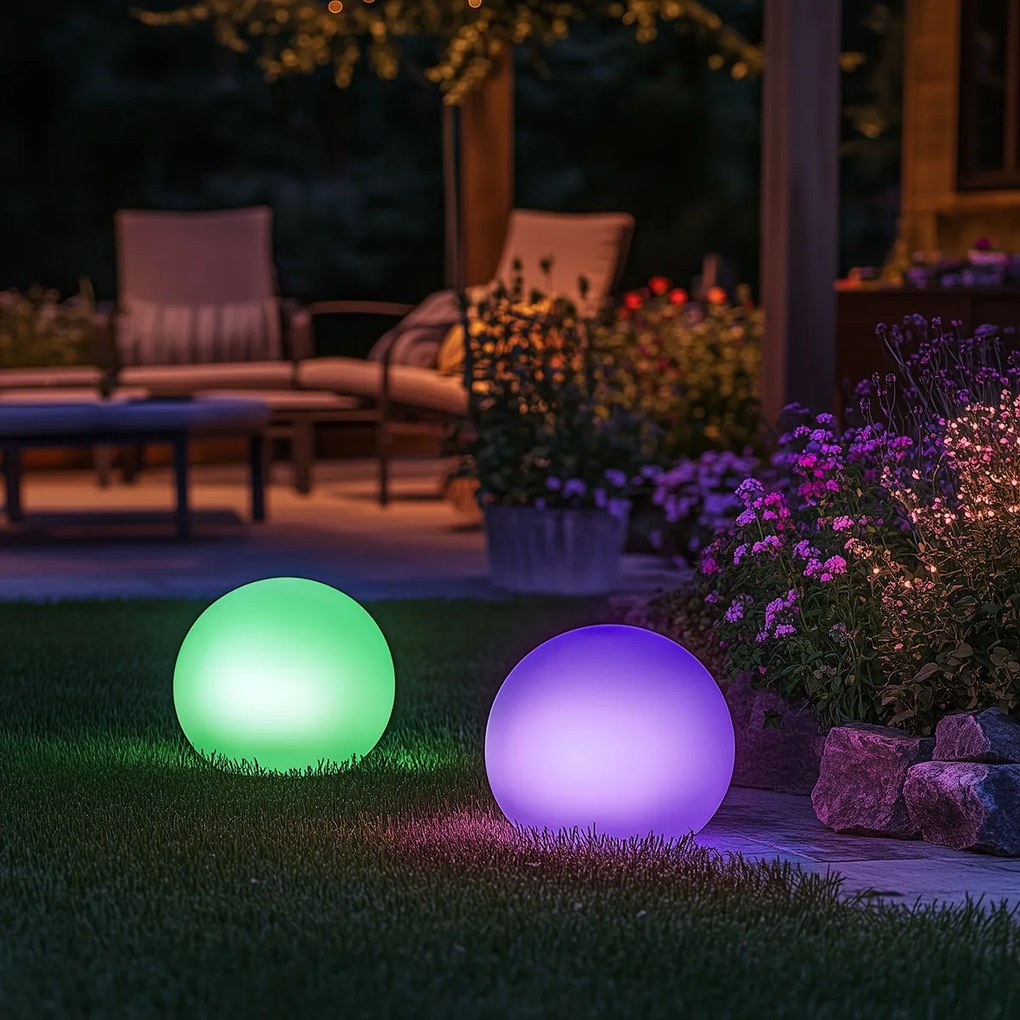 Vonkajšia lampa biela 30 cm vrátane LED IP44 solárna RGBW - Ludger