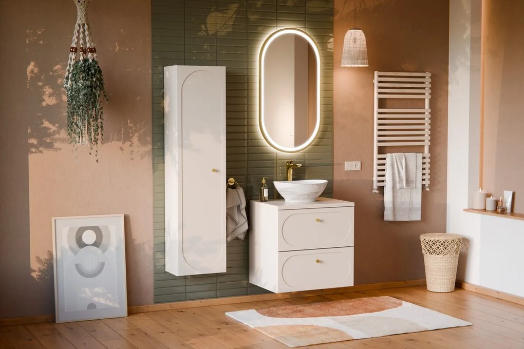 Vysoká závěsná koupelnová skříňka Donna 80-35-1D písková
