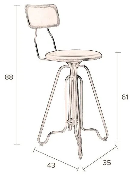 Čierna kovová vysoká stolička Dutchbone Ovid, výška 88 cm