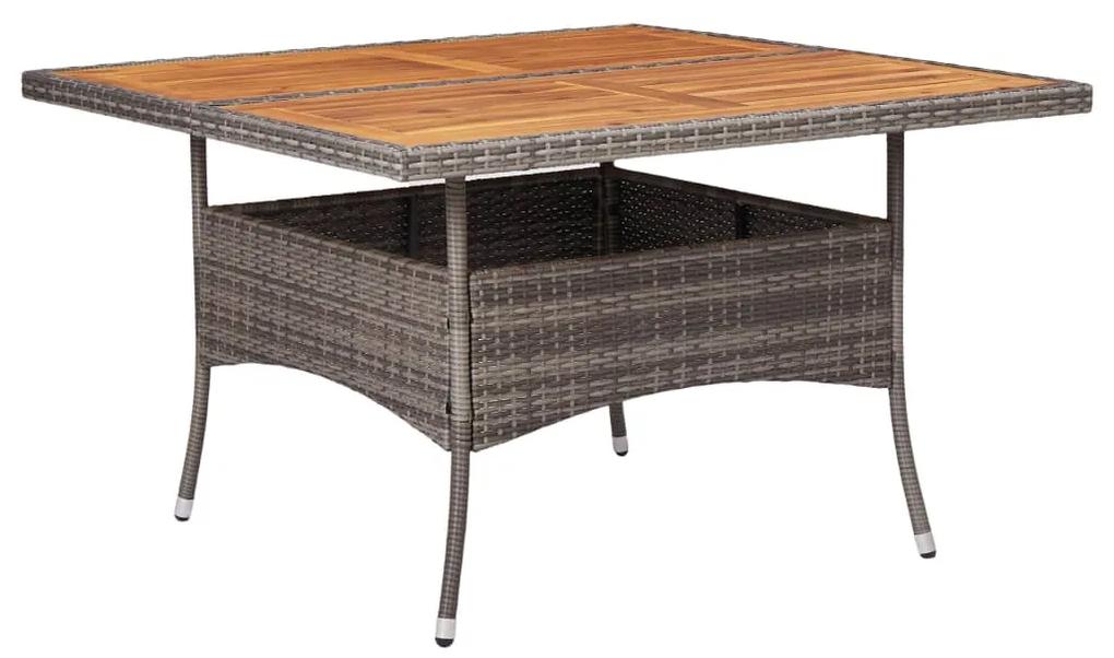 Vonkajší jedálenský stôl sivý polyratan a masívne akáciové drevo