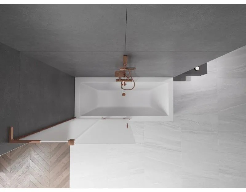 Mexen Velar L, 2-krídlová posuvná vaňová zástena 110 x 150 cm, 8mm sklo námraza, ružové zlato, 896-110-003-31-60